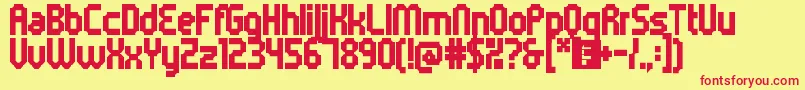 5metrikBlackCondensed Font – Red Fonts on Yellow Background