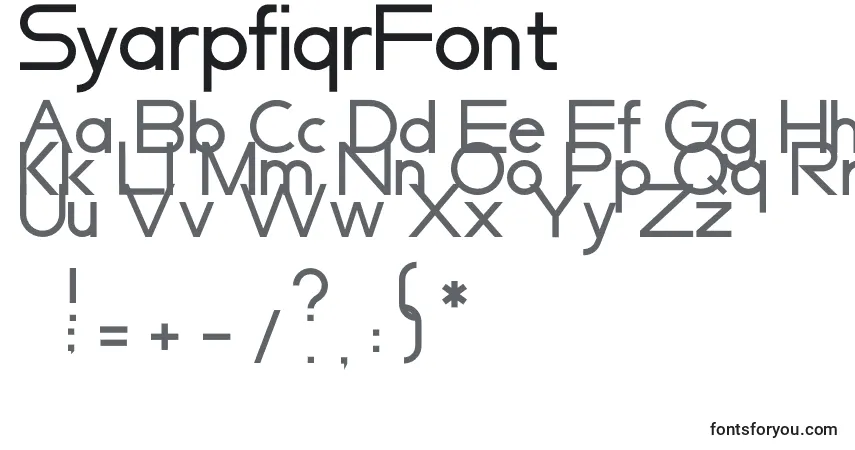 Schriftart SyarpfiqrFont – Alphabet, Zahlen, spezielle Symbole