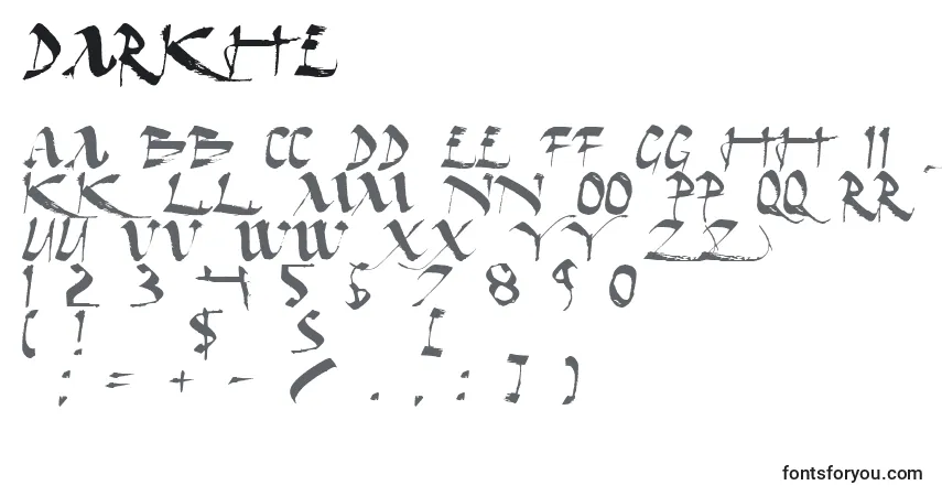 Schriftart Darkhe – Alphabet, Zahlen, spezielle Symbole