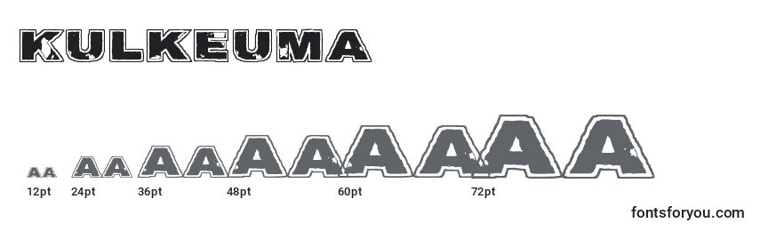 sizes of kulkeuma font, kulkeuma sizes