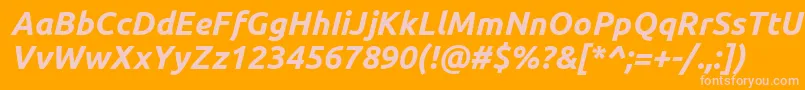 UbuntuBoldItalic-fontti – vaaleanpunaiset fontit oranssilla taustalla