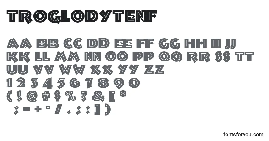 Czcionka Troglodytenf – alfabet, cyfry, specjalne znaki