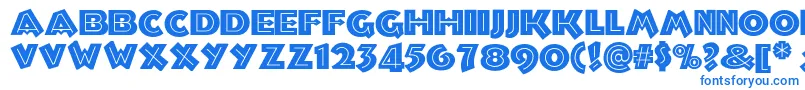 フォントTroglodytenf – 白い背景に青い文字