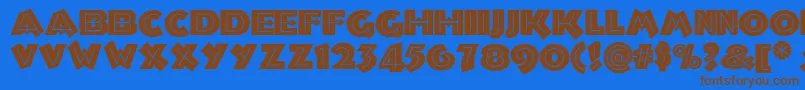 Troglodytenf Font – Brown Fonts on Blue Background