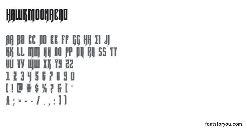 Czcionka Hawkmoonacad – alfabet, cyfry, specjalne znaki