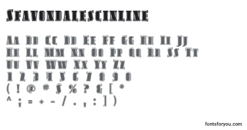 Sfavondalescinline Font – alphabet, numbers, special characters
