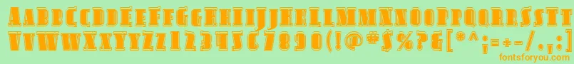 Sfavondalescinline-Schriftart – Orangefarbene Schriften auf grünem Hintergrund