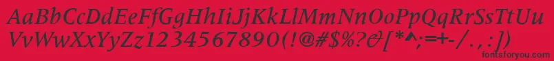 MetaphorMediumItalic Font – Black Fonts on Red Background