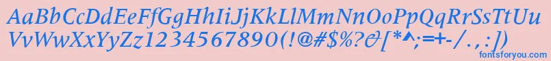 フォントMetaphorMediumItalic – ピンクの背景に青い文字