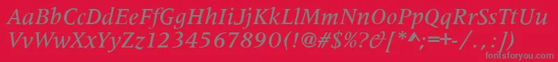 フォントMetaphorMediumItalic – 赤い背景に灰色の文字