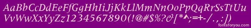 MetaphorMediumItalic Font – Pink Fonts on Purple Background