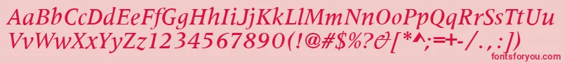 フォントMetaphorMediumItalic – ピンクの背景に赤い文字