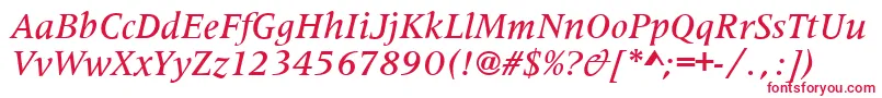MetaphorMediumItalic-fontti – punaiset fontit valkoisella taustalla