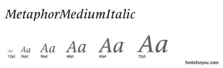 Размеры шрифта MetaphorMediumItalic