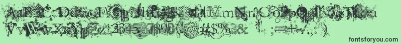 JellykaEvanAndEstrya-fontti – mustat fontit vihreällä taustalla