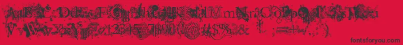 JellykaEvanAndEstrya-fontti – mustat fontit punaisella taustalla