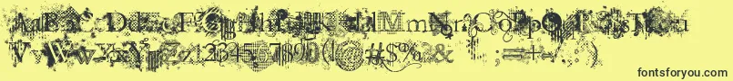 JellykaEvanAndEstrya-Schriftart – Schwarze Schriften auf gelbem Hintergrund