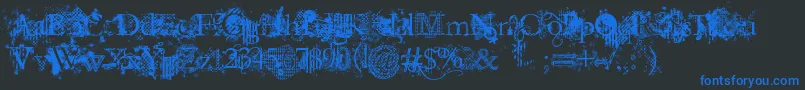 JellykaEvanAndEstrya-fontti – siniset fontit mustalla taustalla