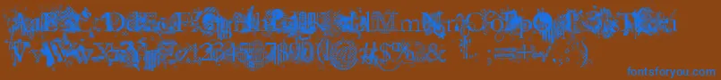 Czcionka JellykaEvanAndEstrya – niebieskie czcionki na brązowym tle