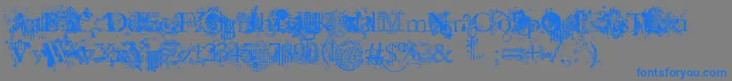 JellykaEvanAndEstrya-fontti – siniset fontit harmaalla taustalla