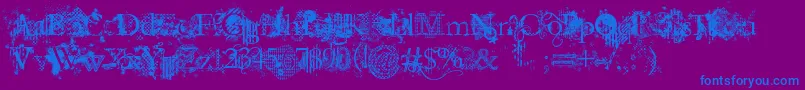JellykaEvanAndEstrya-fontti – siniset fontit violetilla taustalla