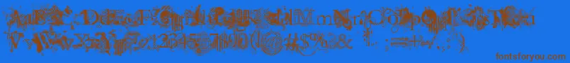 JellykaEvanAndEstrya-fontti – ruskeat fontit sinisellä taustalla