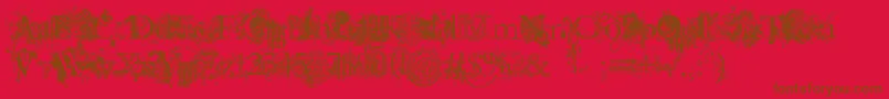フォントJellykaEvanAndEstrya – 赤い背景に茶色の文字