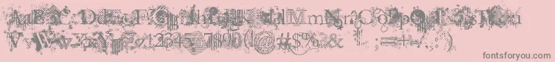 JellykaEvanAndEstrya-fontti – harmaat kirjasimet vaaleanpunaisella taustalla