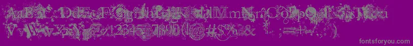 フォントJellykaEvanAndEstrya – 紫の背景に灰色の文字