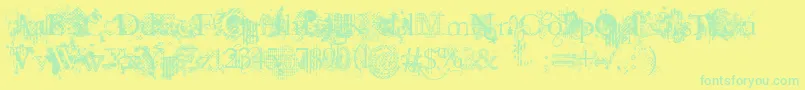 JellykaEvanAndEstrya-fontti – vihreät fontit keltaisella taustalla