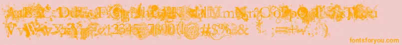 JellykaEvanAndEstrya-Schriftart – Orangefarbene Schriften auf rosa Hintergrund