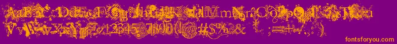 JellykaEvanAndEstrya-fontti – oranssit fontit violetilla taustalla