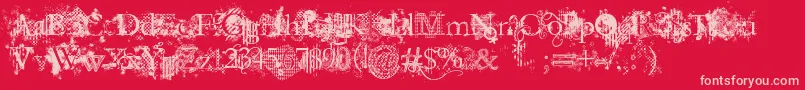 JellykaEvanAndEstrya-Schriftart – Rosa Schriften auf rotem Hintergrund