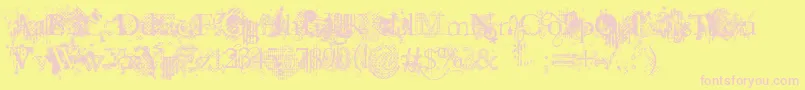 JellykaEvanAndEstrya-fontti – vaaleanpunaiset fontit keltaisella taustalla