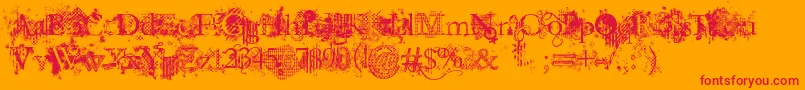 Шрифт JellykaEvanAndEstrya – красные шрифты на оранжевом фоне