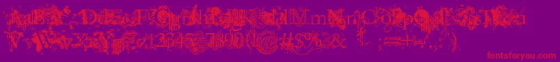 フォントJellykaEvanAndEstrya – 紫の背景に赤い文字