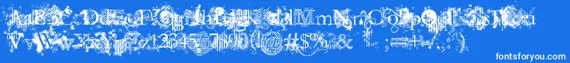 JellykaEvanAndEstrya-fontti – valkoiset fontit sinisellä taustalla