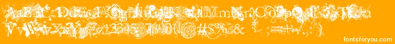 JellykaEvanAndEstrya-fontti – valkoiset fontit oranssilla taustalla