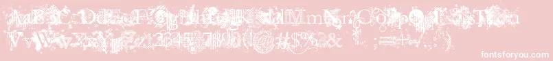 JellykaEvanAndEstrya-fontti – valkoiset fontit vaaleanpunaisella taustalla