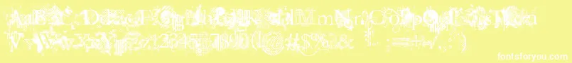 Шрифт JellykaEvanAndEstrya – белые шрифты на жёлтом фоне