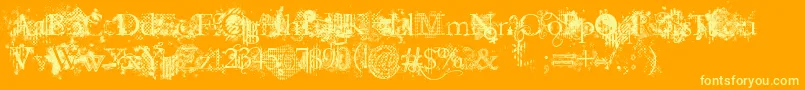 Шрифт JellykaEvanAndEstrya – жёлтые шрифты на оранжевом фоне