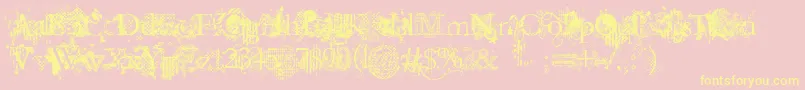 JellykaEvanAndEstrya-fontti – keltaiset fontit vaaleanpunaisella taustalla