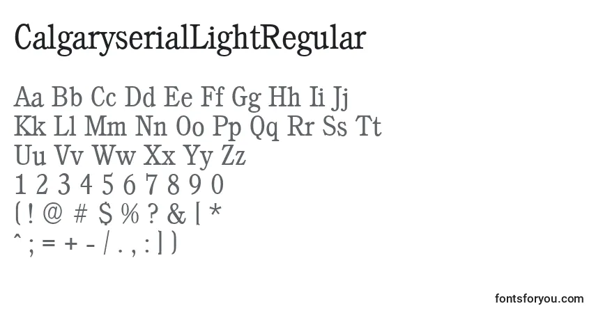 A fonte CalgaryserialLightRegular – alfabeto, números, caracteres especiais