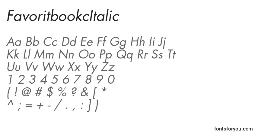 A fonte FavoritbookcItalic – alfabeto, números, caracteres especiais