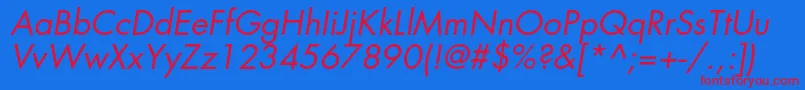 FavoritbookcItalic Font – Red Fonts on Blue Background