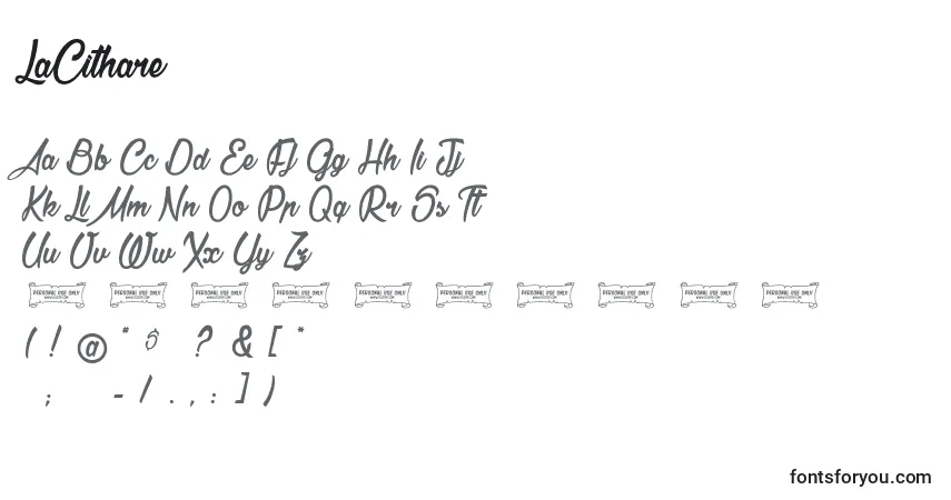 LaCithare-fontti – aakkoset, numerot, erikoismerkit