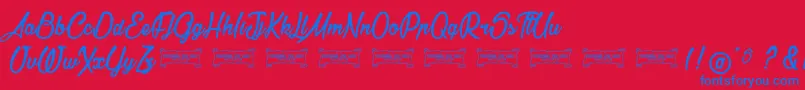 LaCithare Font – Blue Fonts on Red Background