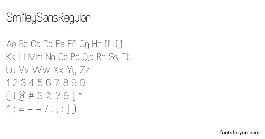 Schriftart SmileySansRegular – Alphabet, Zahlen, spezielle Symbole