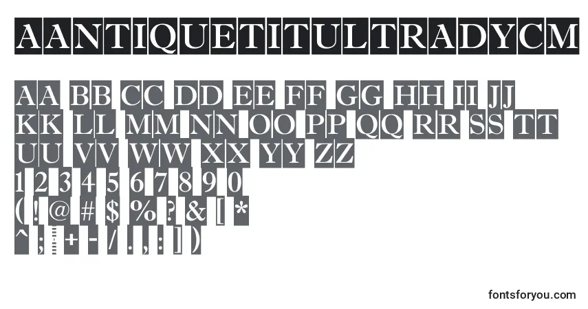 Czcionka AAntiquetitultradycm – alfabet, cyfry, specjalne znaki