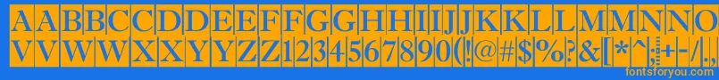 AAntiquetitultradycm Font – Orange Fonts on Blue Background
